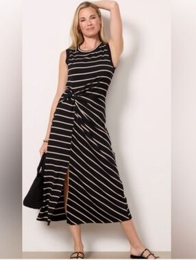NWT Evereve Gemma Dress XS Black/Tan